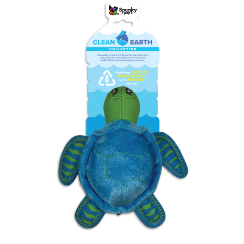 Spunky Pup Clean Earth Dog Toy - Turtle - Small