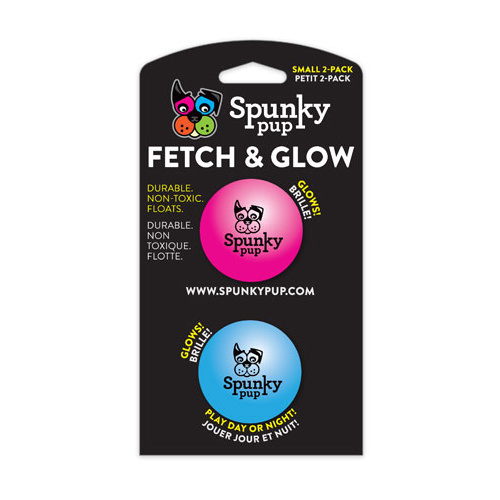 Spunky Pup Fetch & Glow Ball - Small (5cm) (2 Pack)
