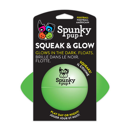 Spunky Pup Squeak & Glow Football - 14cm