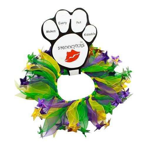 Party Collar Mardi Gras Purple & Green with Stars - Large (35cm)