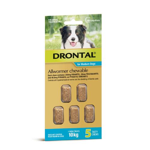 Drontal All Wormer Chewable Tablets for Dogs up to 10 kgs - 5 pack
