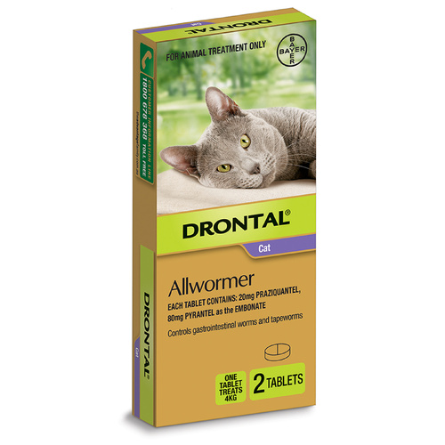 Drontal AllWormer for Cats - 4 kgs - 2 Pack