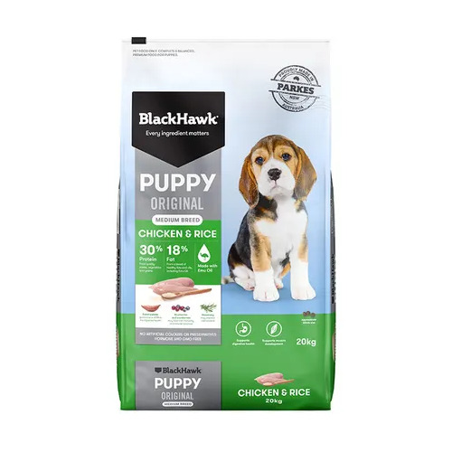 Black Hawk Puppy Medium Breed Chicken and Rice Dry Food 20kg