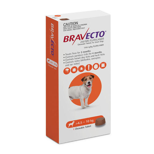 Bravecto for Small Dogs 4.5-10 kg - Orange - 1 TABLET (3 months)