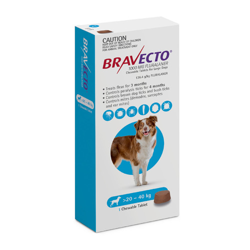 Bravecto for Large Dogs 20-40 kg - Blue - 1 TABLET (3 months)