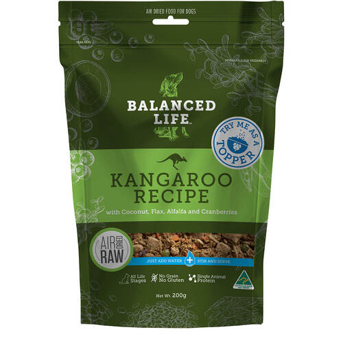 Balanced Life Air Dried Raw Meal Topper - Kangaroo Recipe - 200g