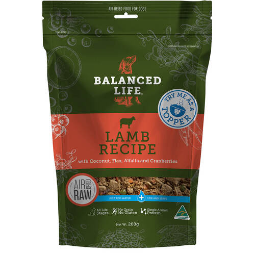 Balanced Life Air Dried Raw Meal Topper - Lamb Recipe - 200g