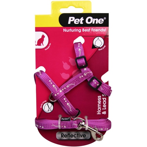 Pet One Reflective Cat Harness & Lead Set - Purple