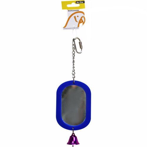 Avi One Parrot Toy Acrylic Oval Mirror with Bell