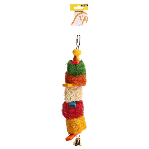 Avi One Loofah Discs With Planks Parrot Toy - 11cm x 30cm