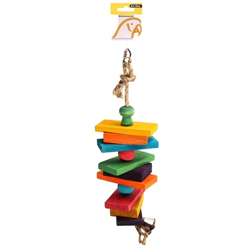 Avi One Wooden Blocks With Beads Parrot Toy - 11cm x 36cm