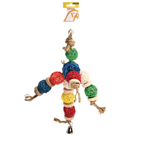 Avi One Parrot Toy Wicker Balls with Rings - 26x43cm