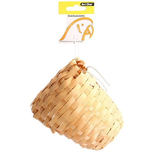 Avi One Bird Finch Nest Wicker with Hanging Bracket - Small (7x10x12cm)