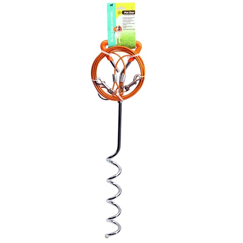 Pet One Tie Out Stake with 3 Meters Cable for Dogs Up To 15kg