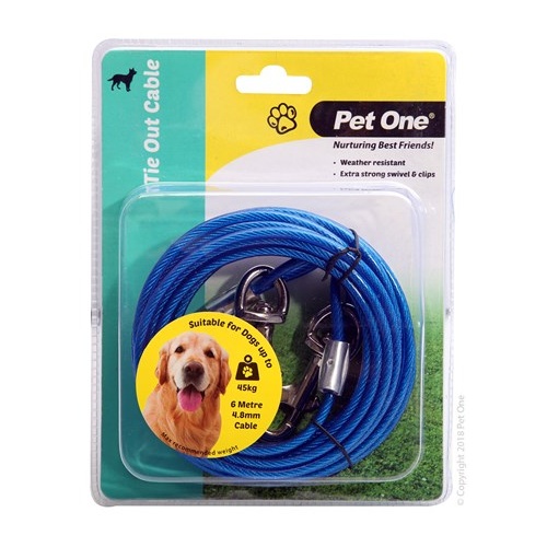 Pet One Tie Out Cable - 6 Meters - Dogs Up To 45kg