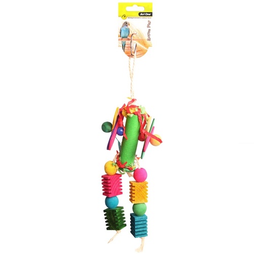 Avi One Bird Toy Paper Roll With Wooden And Plastic Beads - 32cm