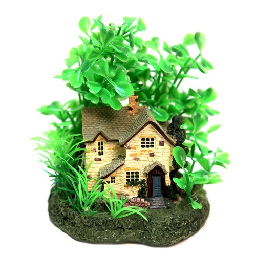 Aqua One Cottage with Plants Ornament (10x10x12cm)