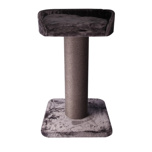 Pet One Cat Scratching Tree Post with Bed - 50cm W x 50cm D x 85cm H (Grey/Jute)