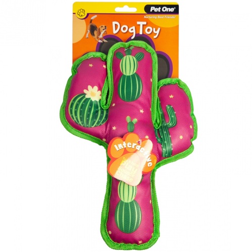 Pet One Interactive Squeaky Watermelon Cactus Dog Toy - 30cm