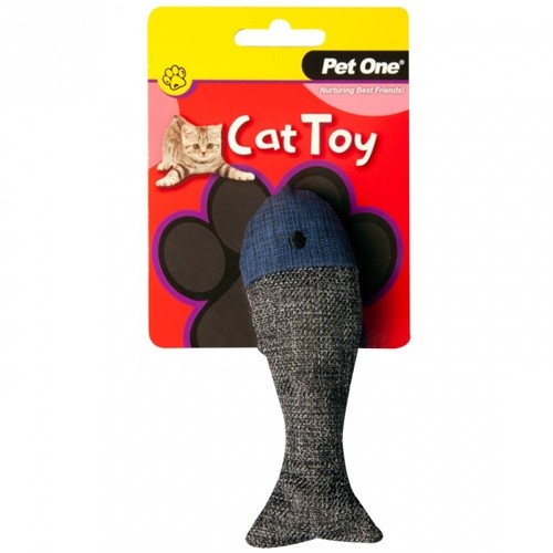 Pet One Grey & Blue Fish Cat Toy - 13.5cm