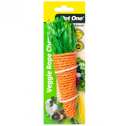 Pet One Small Animal Veggie Rope Chew Carrot - Large (17cm)