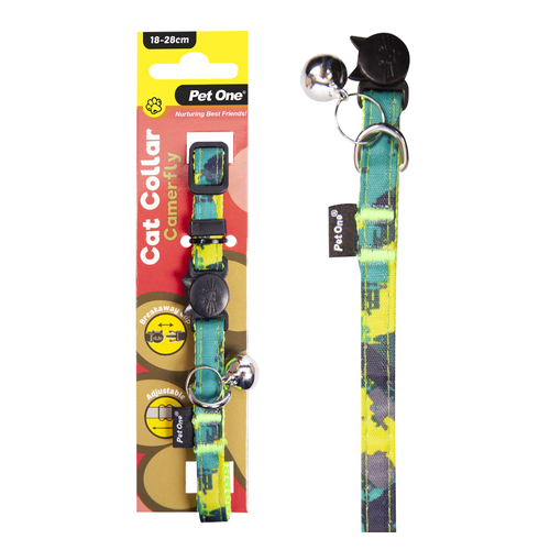 Pet One Nylon Cat Collar - Camerfly - Green (10mm x 18-28cm)