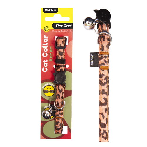 Pet One Nylon Cat Collar - Safari - Orange (10mm x 18-28cm)