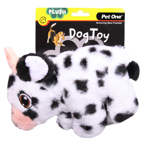Pet One Plush Squeaky Dog Toy - Spotted Cow (20cm)