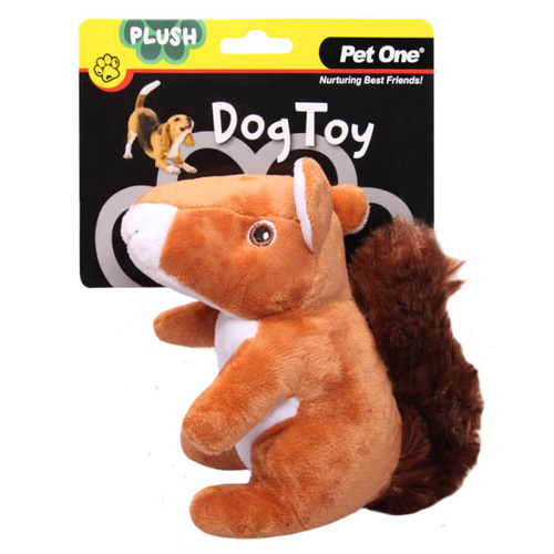 Pet One Plush Squeaky Dog Toy - Squirrel (15cm)