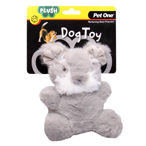 Pet One Plush Squeaky Dog Toy - Schnauzer (15cm)