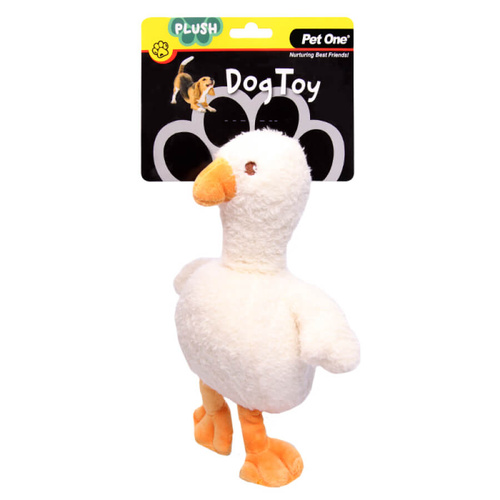 Pet One Plush Squeaky Dog Toy - Crinkle Goose (22cm)