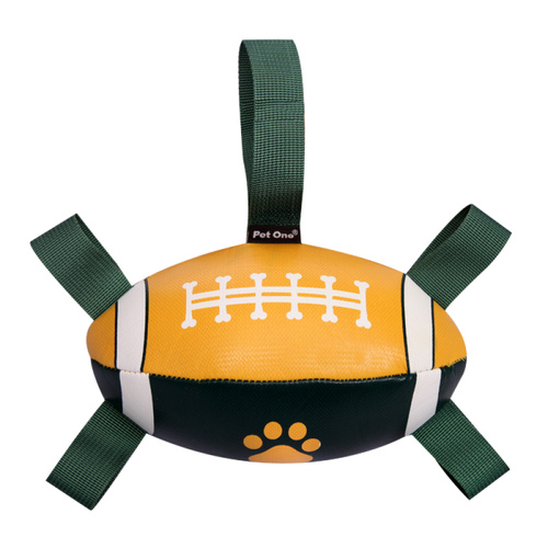 Pet One Toggle Ball Dog Toy - Football Green/Gold - Large