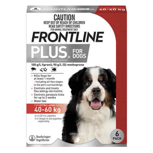 Frontline Plus for Extra Large Dogs 40-60 kgs - 6 Pack - Red