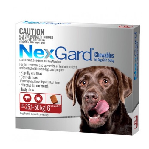 NexGard for dogs 25.1-50 kgs - Red - 6 Pack