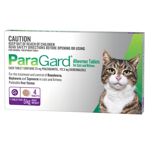 ParaGard Allwormer for Cats 5kg Bodyweight - 4 Tablets