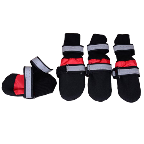 Waterproof Dog Boots - Red - Small (4 Boots) (6.5x5cm)