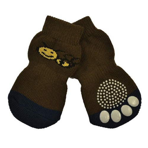 Non-Slip Dog Socks - Brown Bee - 4X-Large (6x18cm)