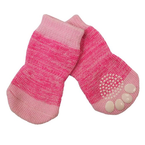 Non-Slip Dog Socks - Pink - Medium (3x7.5cm)