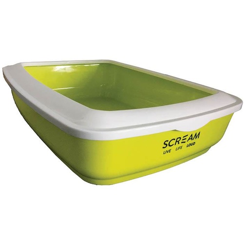 Scream Rectangle Cat Litter Tray (50x35x14cm) - Green