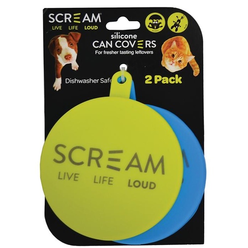 Scream Silicone Pet Food Can Cover - 2 Pack - Green & Blue