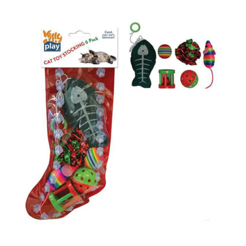 Kitty Play Christmas Cat Stocking - 6 Toys