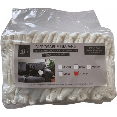 Zeez Disposable Dog Diapers - X-Large - 40-58cm (12 Pack)