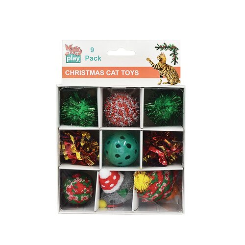 Kitty Play Christmas Cat Toy Box - 9 Pack (15.5x21.5cm)