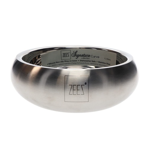 ZeeZ Signature Curve Stainless Steel Pet Bowl - 1L (18cm)