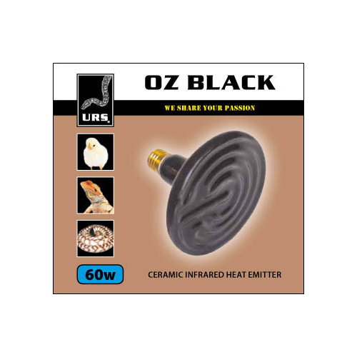 URS OZ Black Ceramic Infrared Heat Globe - 60 Watt
