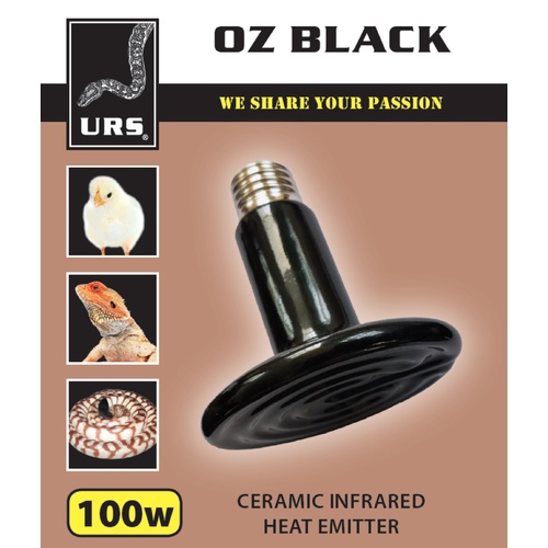 URS OZ Black Ceramic Infrared Heat Globe - 100 Watt