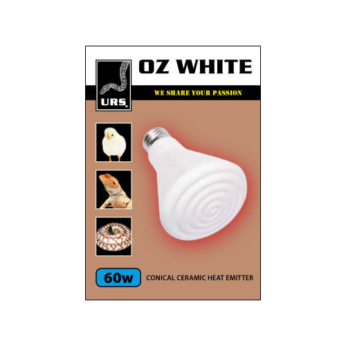 URS OZ White Ceramic Conical Heating Emitting Reptile Globe/Bulb 60 Watt