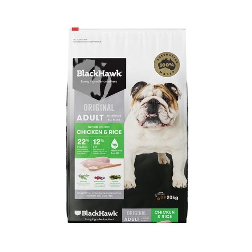 Black Hawk Chicken & Rice Adult Dog Food - 20kg