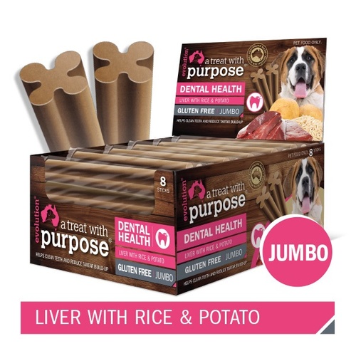 Evolution Dental Dog Treat - Jumbo - Liver with Rice & Potato - Single Stick