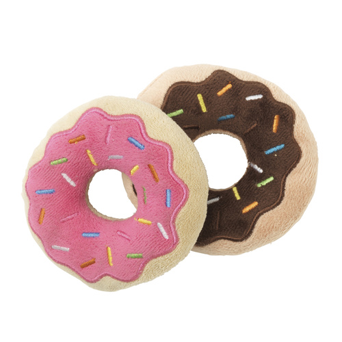 FuzzYard Soft Plush Dog Toy - Donuts 2 Pack - Large (10cm)